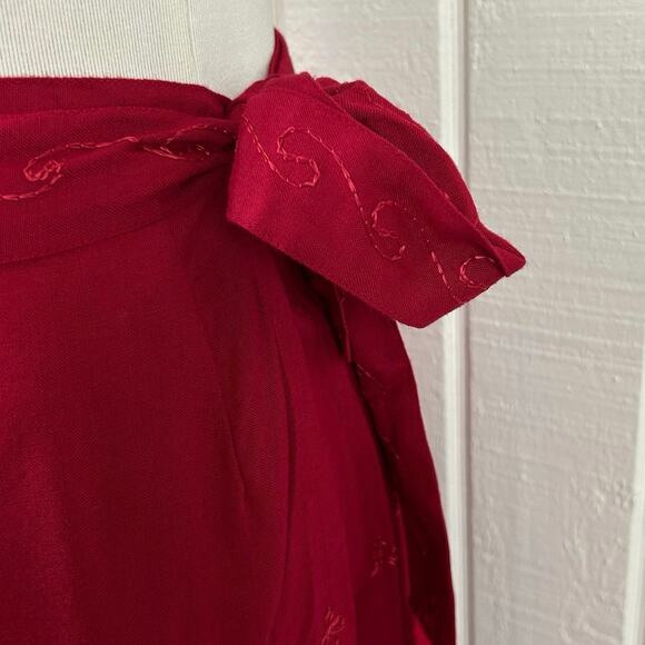 Newport News Women Fairy Vintage Skirt Midi Boho Red Velvet Holiday Size 10P - Picture 6 of 9